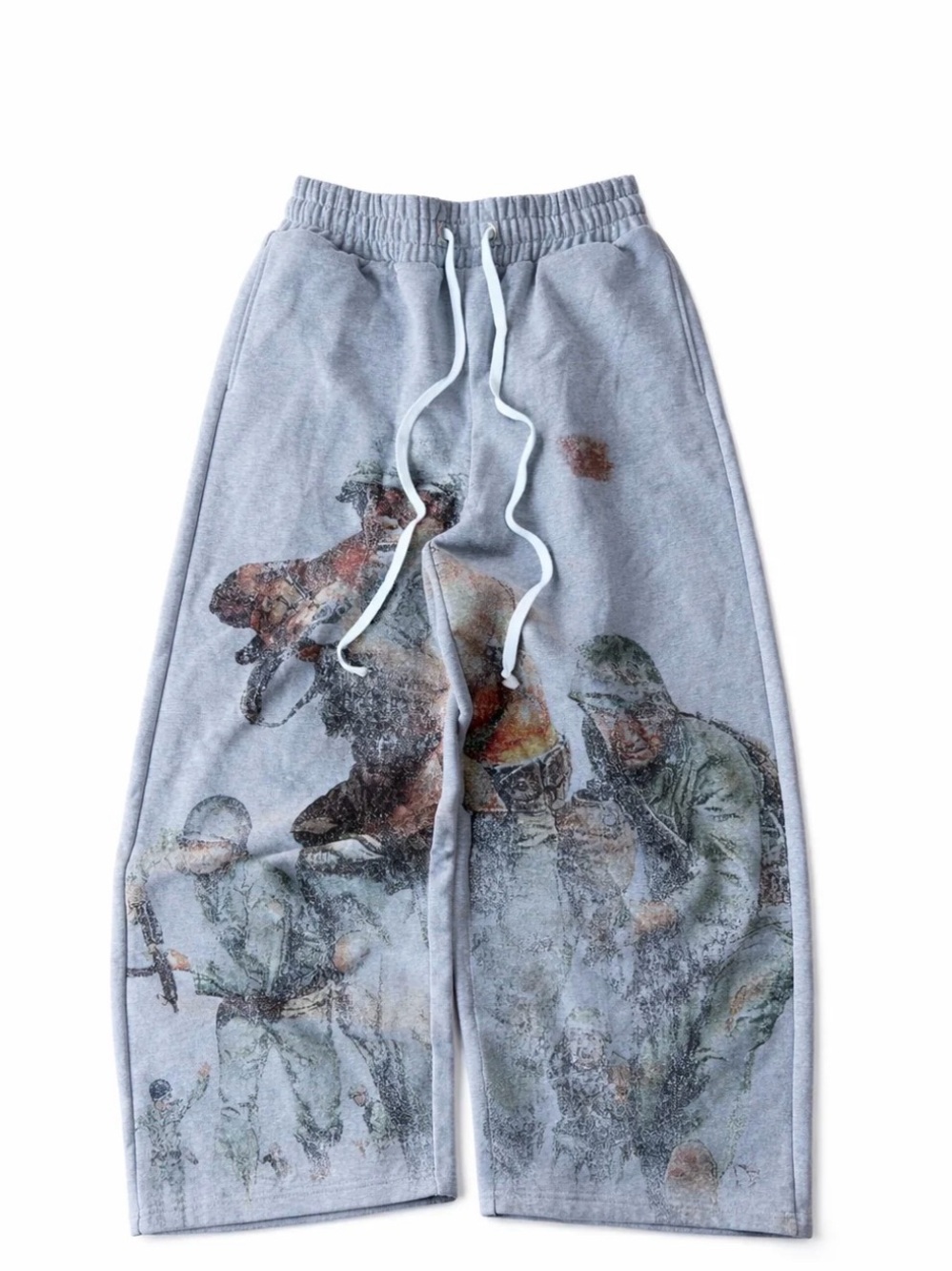 Peace in War HEAVY Mens Soldier Drawstring Waist Gray Fleece Sweatpants Medium